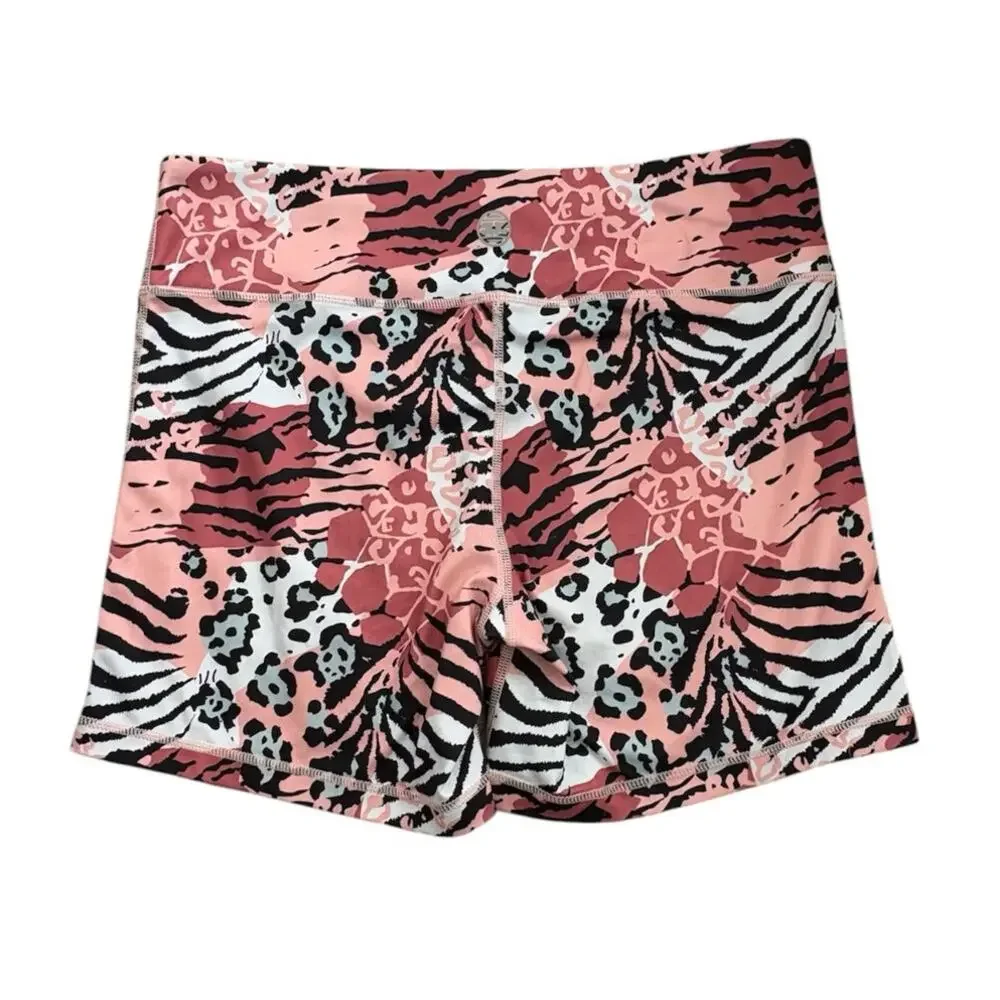 IAB MFG Animal Print Pink Black Bike Shorts Size Large